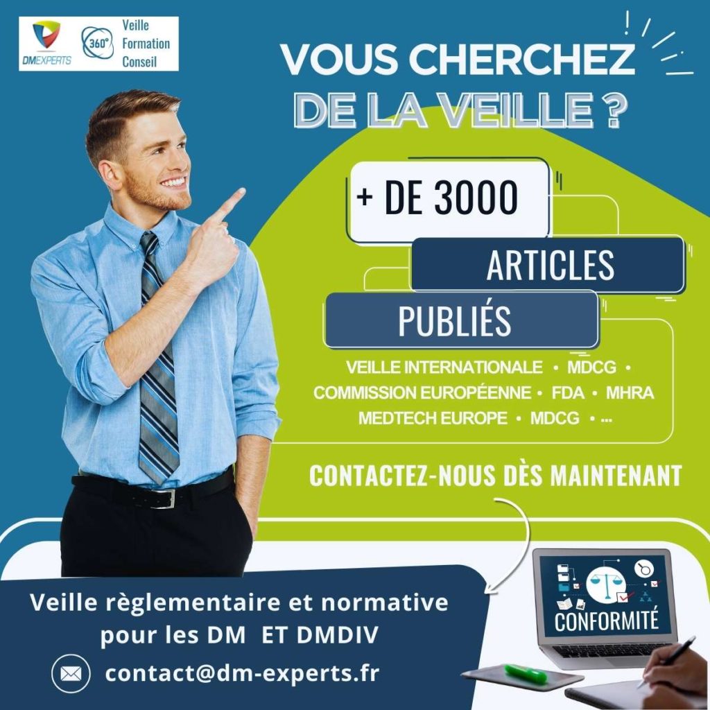 DMEXPERTS DM Experts
Dispositifs médicaux Dispositif médical Diagnostic in vitro
Réseau de consultants experts formateurs seniors
Veille Formation Conseil
Veille réglementaire et normative pour les DM et DMDIV dispositif médical